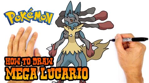 mega lucario drawing|how to draw mega pokemon.